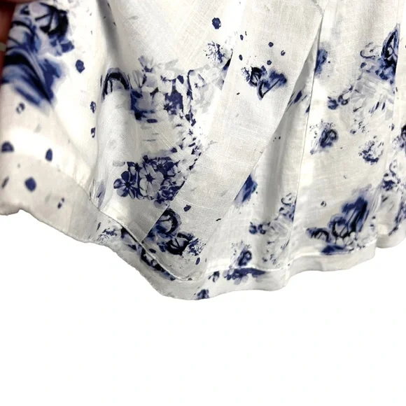 Rebecca Taylor NWOT Blue Floral & White  fit & flare full skirt floral dress SZ4 - Picture 4 of 10